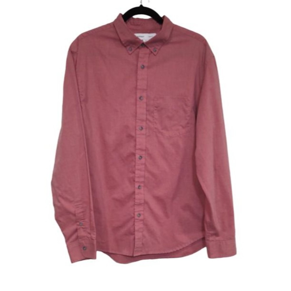 Old Navy Slim Fit Red Herring Shirt for Men Size XL Long Sleeve Button Front